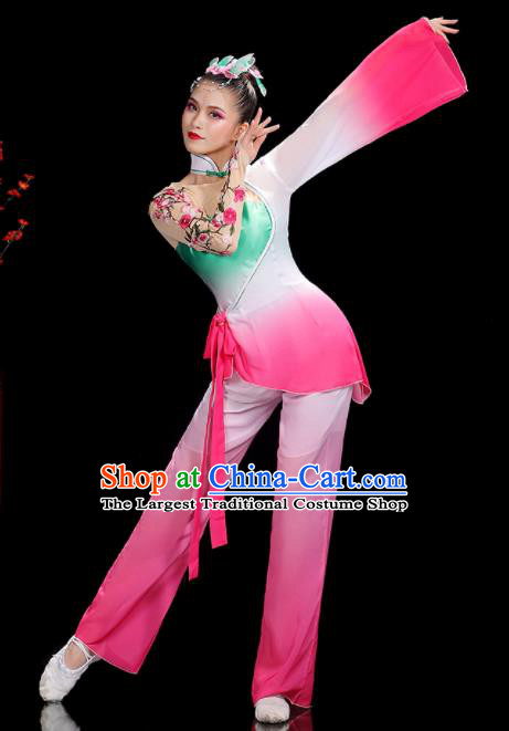 Professional China Folk Dance Pink Outfits Women Group Dance Costumes Yangko Dance Garments Fan Dance Clothing