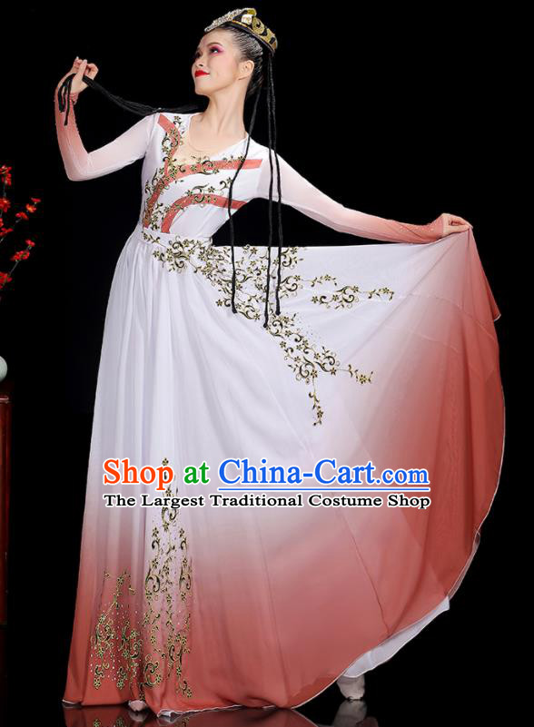 Chinese Xinjiang Minority Woman Dance Clothing Uyghur Ethnic Folk Dance Costumes Uighur Nationality Stage Performance Dress Outfits