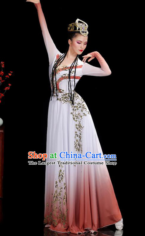 Chinese Xinjiang Minority Woman Dance Clothing Uyghur Ethnic Folk Dance Costumes Uighur Nationality Stage Performance Dress Outfits