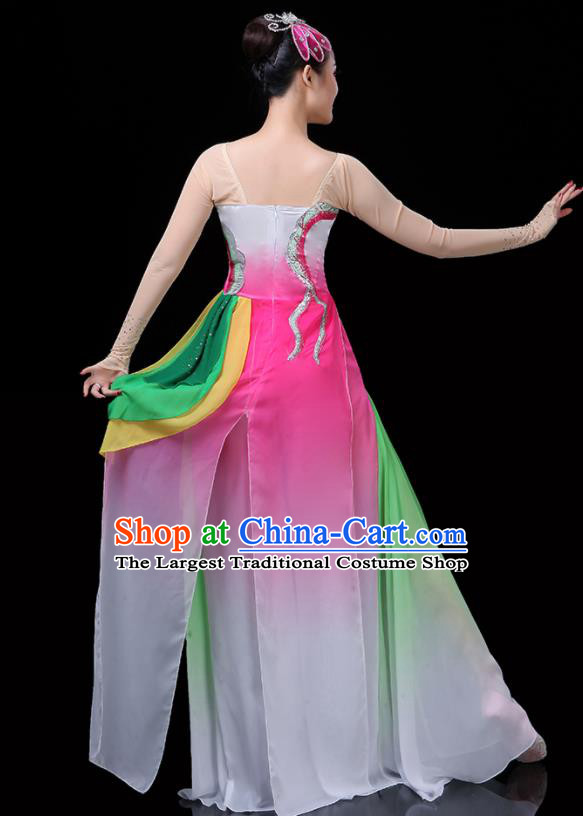China Umbrella Dance Garment Costumes Lotus Dance Pink Outfits Woman Group Dancewear Classical Dance Clothing
