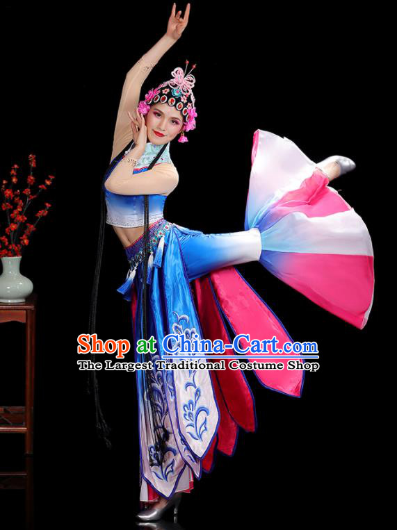 China Classical Dance Garment Costumes Umbrella Dance Dress Opera Dance Blue Outfits Woman Performance Clothing