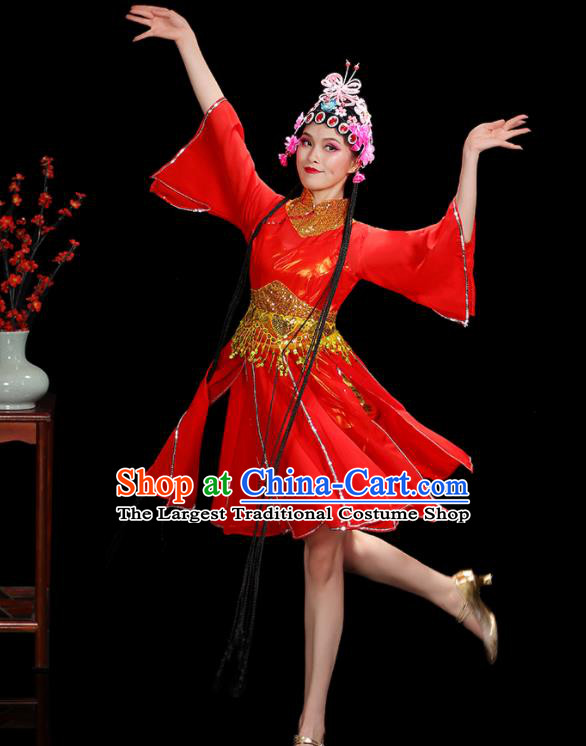 Professional China Opening Dance Red Dress Women Group Dance Costumes Jazz Performance Garments Modern Dance Clothing