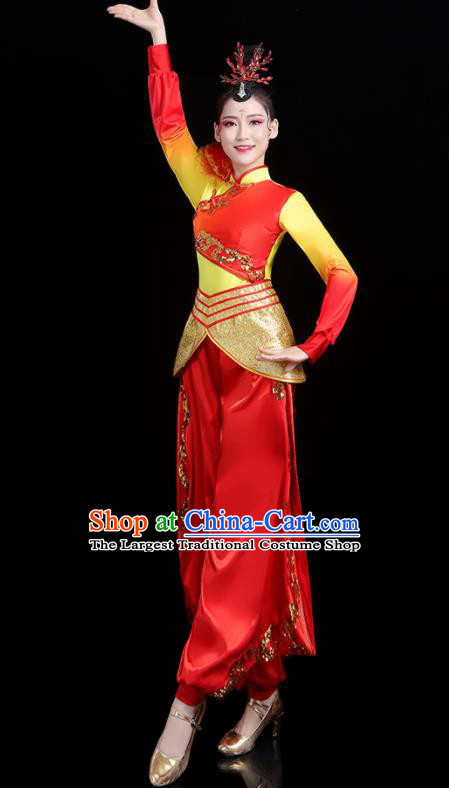 Chinese Yangko Performance Apparels Folk Dance Clothing Traditional Fan Dance Outfits Female Drum Dance Costumes