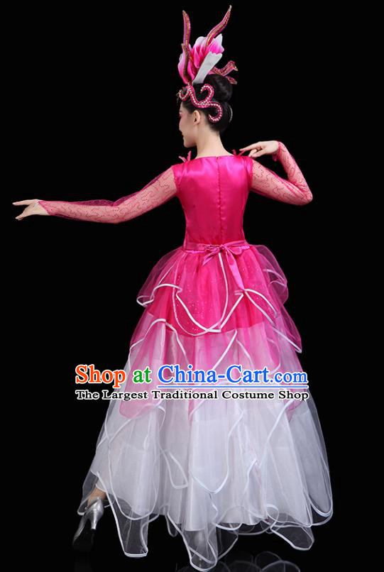 Professional China Spring Festival Gala Opening Dance Pink Dress Women Group Dance Costume Chorus Performance Garments Modern Dance Clothing