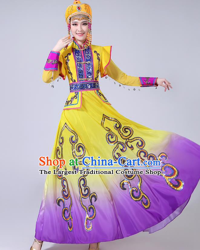 Chinese Ethnic Festival Performance Costumes Mongol Nationality Female Dance Dress Outfits Mongolian Minority Folk Dance Clothing