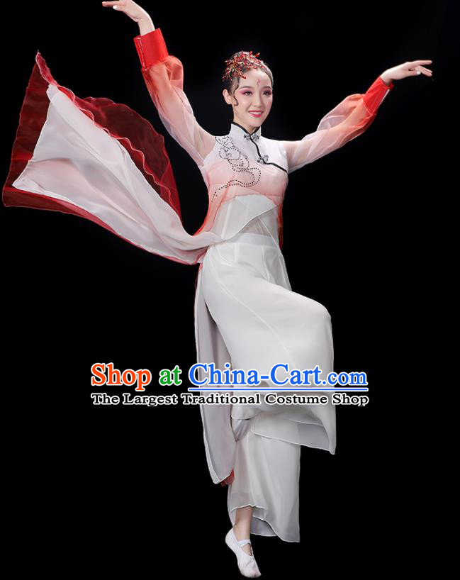 China Woman Dancewear Classical Dance Clothing Umbrella Dance Garment Costumes Group Fan Performance Red Outfits