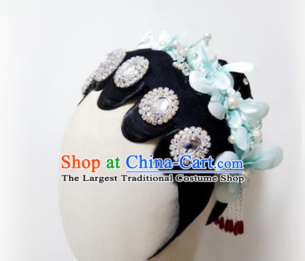 Chinese Stage Performance Hairpieces Traditional Opera Dance Wigs Chignon Classical Dance Hair Accessories Women Dance Headdress