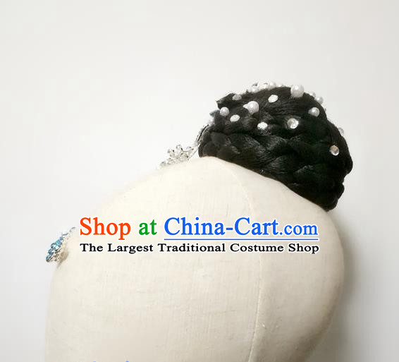 China Dai Nationality Dance Hair Accessories Folk Dance Wigs Chignon Yunnan Ethnic Peacock Dance Hair Crown