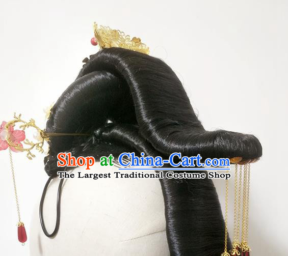Chinese Beauty Dance Headdress Stage Performance Hairpieces Traditional Hanfu Dance Wigs Chignon Classical Dance Hair Accessories