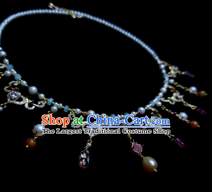 China Tang Dynasty Queen Necklet Handmade Pearls Jewelry Ancient Empress Necklace Accessories