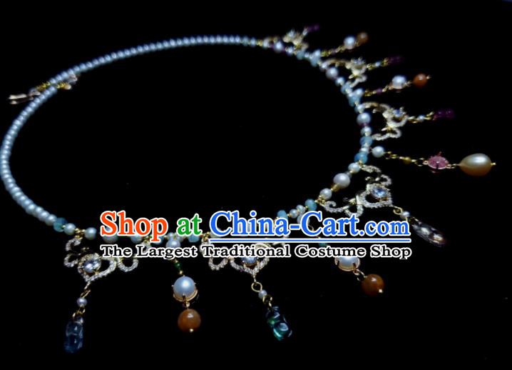 China Tang Dynasty Queen Necklet Handmade Pearls Jewelry Ancient Empress Necklace Accessories