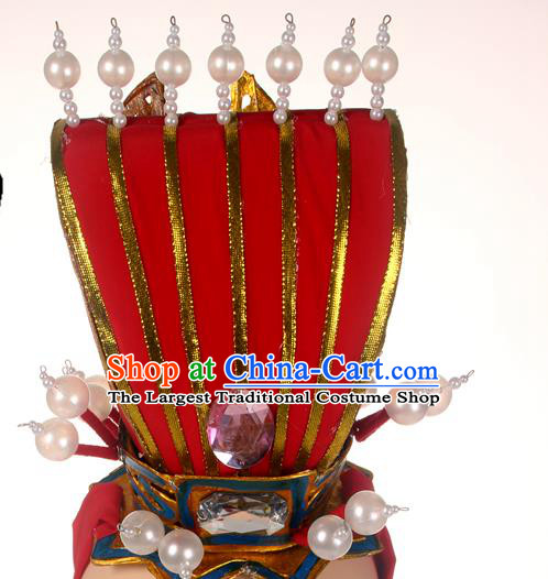 Chinese Ancient Scholar Headdress Beijing Opera Xiaosheng Hat Peking Opera Bridegroom Red Hairdo Crown