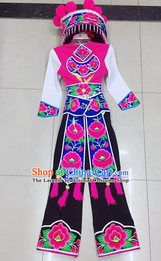 Chinese Yi Nationality Dance Uniforms Ethnic Group Stage Performance Garment Costumes Yunnan Minority Female Informal Clothing