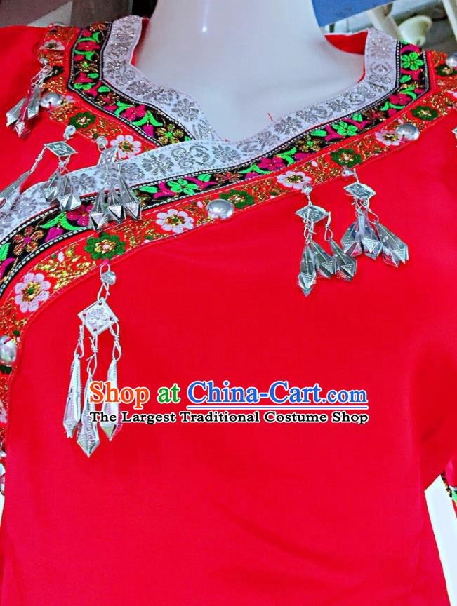 Chinese Yunnan Minority Children Dance Clothing Yao Nationality Dance Uniforms Miao Ethnic Group Girl Garment Costumes