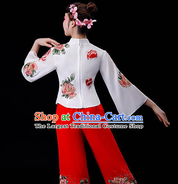Chinese Yangge Dance Apparels Folk Dance Uniforms Traditional Fan Dance Garment Costumes Yangko Performance Clothing