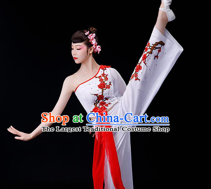 Chinese Women Square Performance Apparels Folk Dance White Uniforms Traditional Fan Dance Garment Costumes Yangko Dance Clothing
