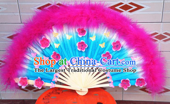 Chinese Folk Dance Silk Fan Yangko Dance Rosy Feather Fan Group Dance Fan Festival Peony Dance Fans