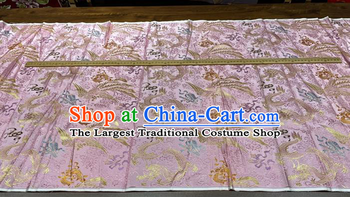 Chinese Cheongsam Material Classical Brocade Drapery Wedding Dress Cloth Traditional Dragon Phoenix Pattern Pink Silk Fabric