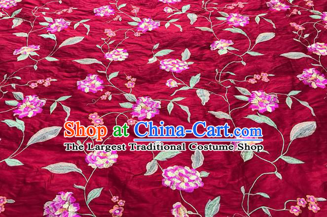 China Court Wine Red Brocade Drapery Tang Suit Damask Cloth Traditional Embroidered Peony Silk Fabric Classical Satin Material