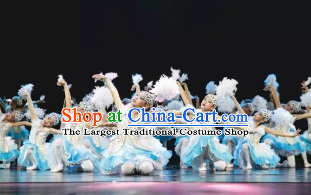 Custom Modern Dance Veil Dress Outfits Girls Stage Performance Fashion Clothing Children Group Dance Costumes