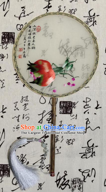 China Hand Suzhou Embroidery Circular Fan Traditional Double Side Embroidered Fan Handmade Silk Fan Classical Dance Palace Fan