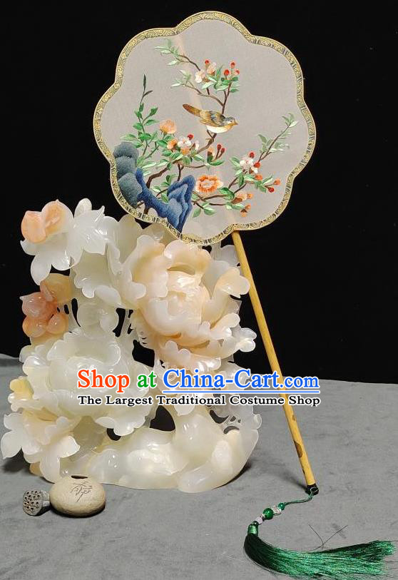 China Suzhou Embroidery Begonia Fan Classical Dance Fan Handmade Silk Fan Traditional Song Dynasty Palace Fan