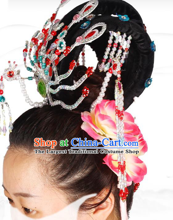 Chinese Handmade Opera Hair Accessories Peking Opera Hua Tan Headpieces Beijing Opera Noble Lady Phoenix Hair Crown Headdress