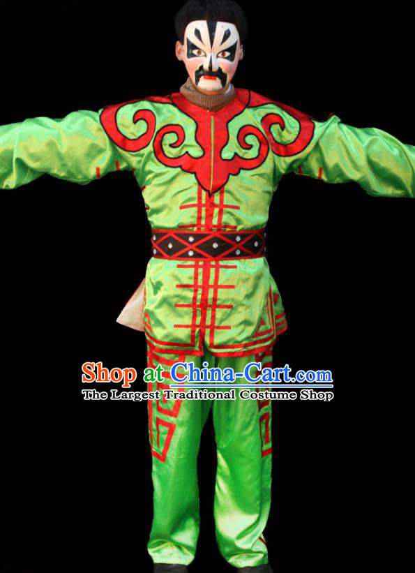 China Beijing Opera Hero Clothing Traditional Peking Opera Wusheng Green Outfits Cosplay Song Dynasty Water Margin Swordsman Costumes