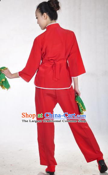 China Drum Dance Garments Folk Dance Red Uniforms Woman Yangko Dance Clothing Fan Dance Costumes