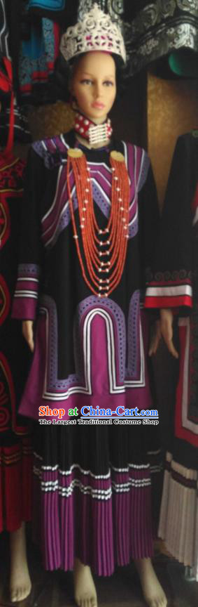Chinese Liangshan National Minority Folk Dance Black Uniforms Yi Nationality Performance Costumes Ethnic Woman Festival Clothing