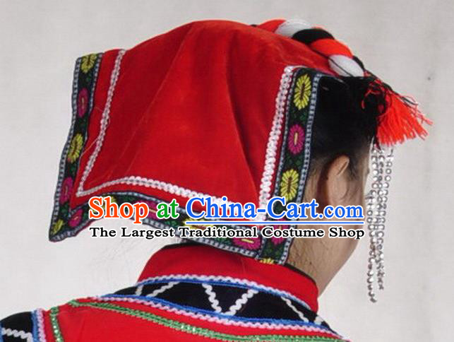 China Handmade Minority Woman Hat Sichuan Ethnic Group Folk Dance Headwear Yi Nationality Performance Headdress
