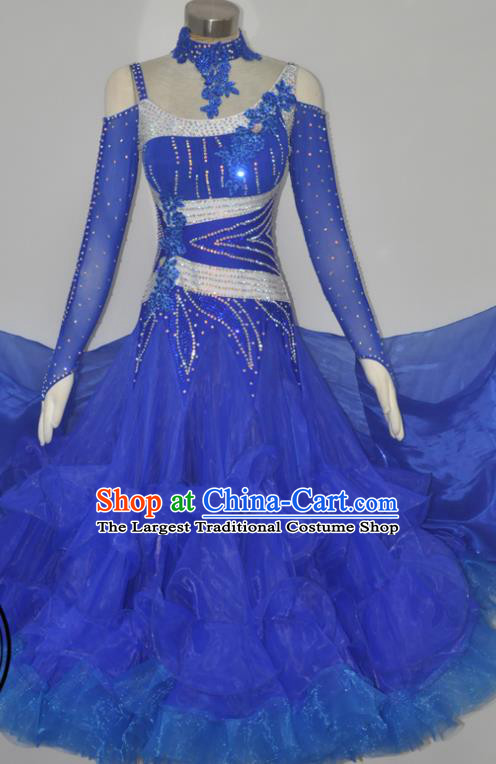 Custom International Dance Garment Woman Waltz Performance Dancewear Ballroom Dancing Royalblue Dress Modern Dance Clothing