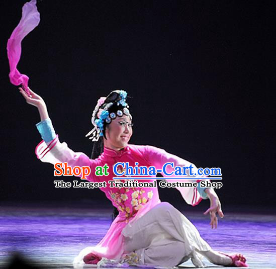 China Folk Dance Rosy Uniforms Fan Dance Costumes Yangko Dance Outfits Women Solo Dance Fashions