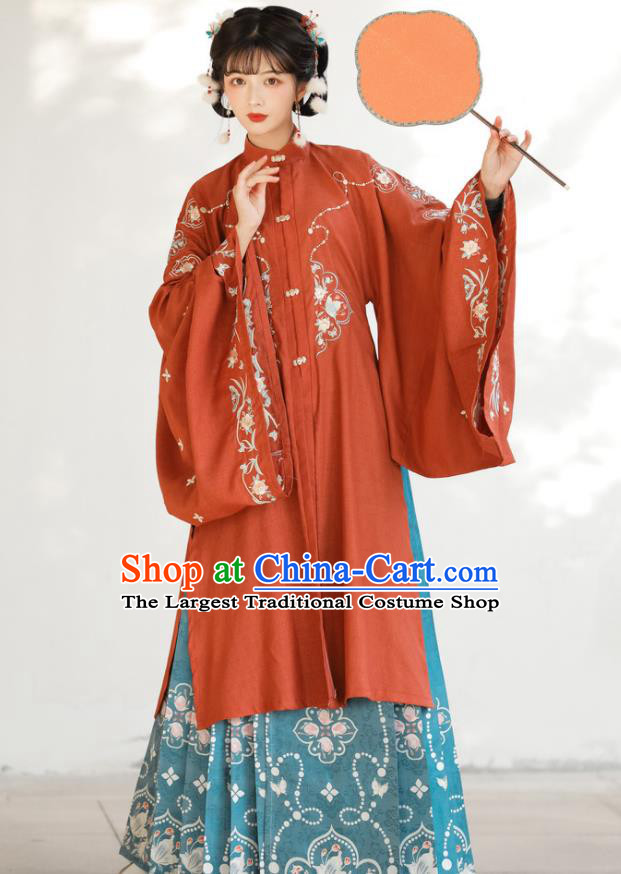 China Traditional Nobility Lady Garment Costumes Ancient Patrician Beauty Hanfu Dress Ming Dynasty Historical Clothing