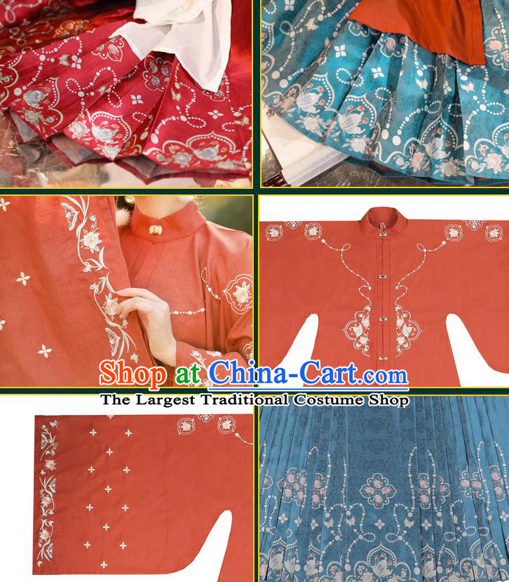 China Traditional Nobility Lady Garment Costumes Ancient Patrician Beauty Hanfu Dress Ming Dynasty Historical Clothing