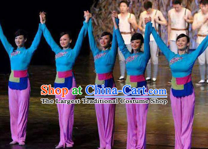 China Yangko Dance Outfits Women Group Dance Fashions Folk Dance Uniforms Fan Dance Costumes