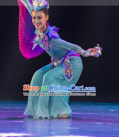 Chinese Woman Pleiospilos Simulans Dance Clothing Classical Dance Garment Costumes Stage Performance Green Dress Outfits