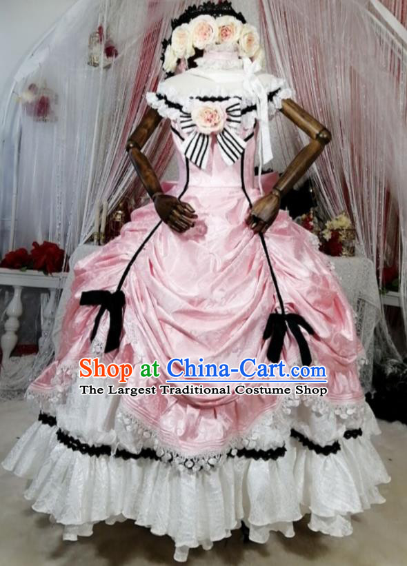 Custom Cosplay Princess Pink Dress Halloween Garment Costume European Court Woman Clothing