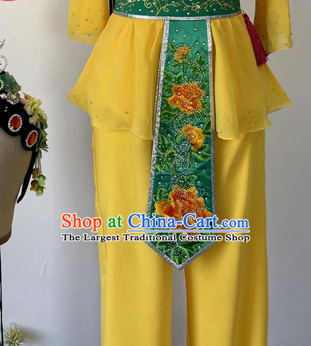 China Fan Dance Costumes Folk Dance Outfits Woman Group Dance Apparels Yangko Dance Yellow Uniforms
