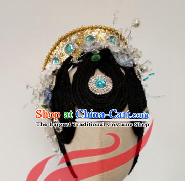 Top China Stage Performance Headdress Opera Dance Wigs Chignon Hairpieces Woman Classical Dance Hair Accessories
