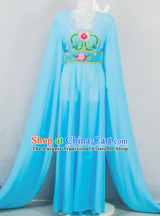 Chinese Peking Opera Xiaodan Outfits Clothing Ancient Young Lady Garment Costumes Traditional Huangmei Opera Court Maid Blue Dress