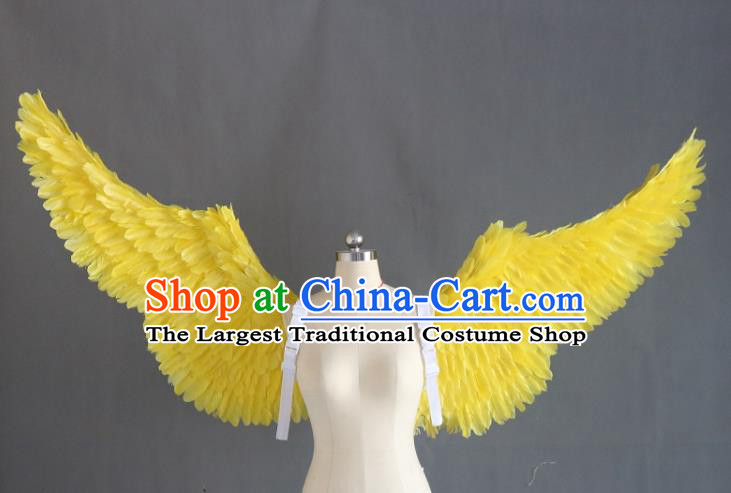 Custom Cosplay Angel Wing Accessories Stage Show Props Halloween Performance Yellow Feather Wings Miami Catwalks Back Decorations