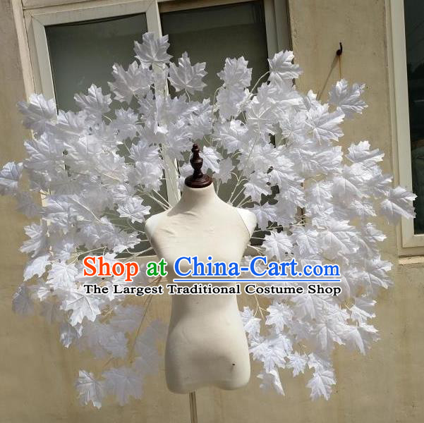 Custom Miami Stage Show Decorations Cosplay Angel White Maple Leaf Wings Halloween Fancy Ball Props Carnival Parade Accessories