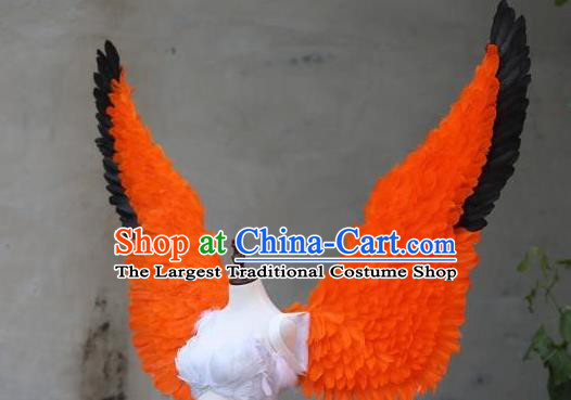 Custom Halloween Fancy Ball Wear Carnival Parade Accessories Miami Show Orange Feathers Wings Cosplay Demon Back Decorations Model Catwalks Props