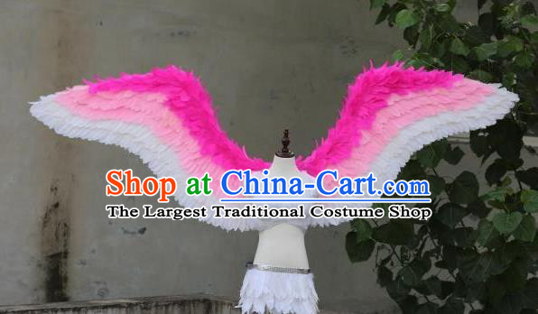 Custom Cosplay Fancy Ball Back Decorations Model Show Props Halloween Catwalks Wear Carnival Parade Accessories Miami Angel Pink Feathers Wings