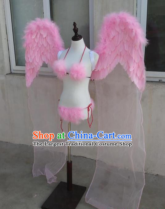 Custom Stage Show Giant Props Opening Dance Wear Carnival Parade Back Accessories Miami Angel Pink Feather Wings Halloween Cosplay Decorations