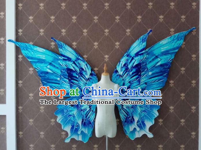 Custom Christmas Blue Butterfly Wings Halloween Cosplay Demon Decorations Stage Show Props Opening Dance Deluxe Wear Miami Show Accessories