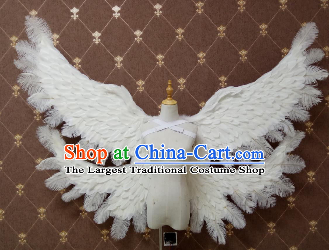 Custom Christmas Giant Angel Wings Halloween Cosplay Back Decorations Stage Show Deluxe White Feather Props Opening Dance Wear Miami Show Accessories