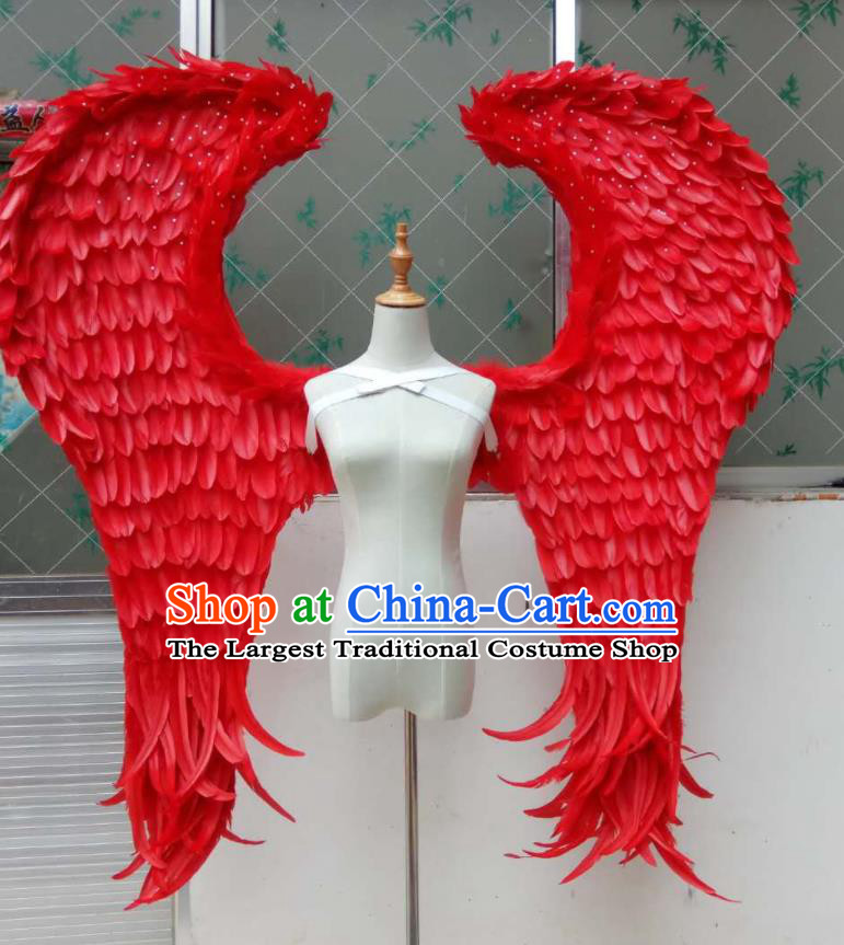 Custom Miami Catwalks Accessories Christmas Giant Angel Wings Halloween Cosplay Back Decorations Stage Show Deluxe Red Feather Props Opening Dance Wear