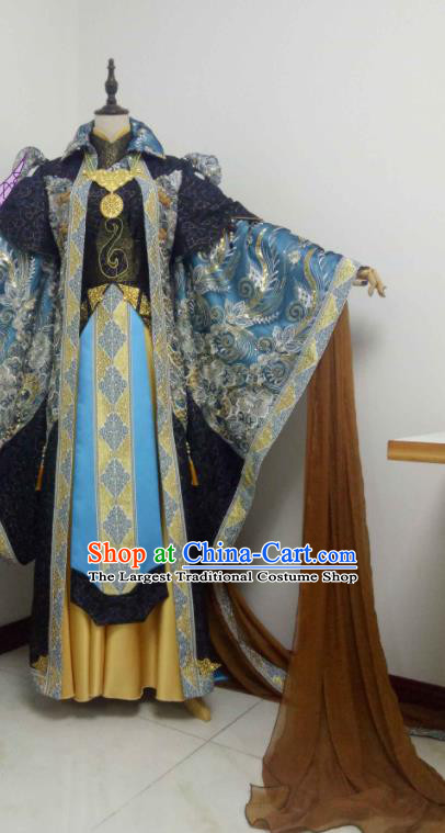 Chinese Puppet Show Royal King Tan Wuyu Garment Costumes Ancient Swordsman Uniforms Traditional Cosplay Knight Clothing